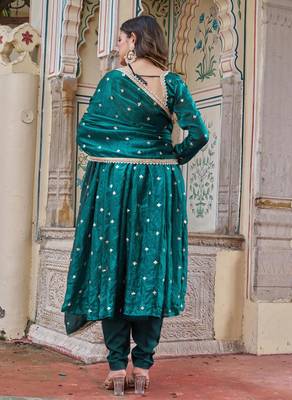 Teal green anarkali suit 4