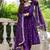 purple silk blend embroidered flared suit