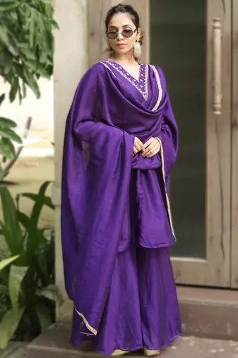 Purple kurta palazzo set