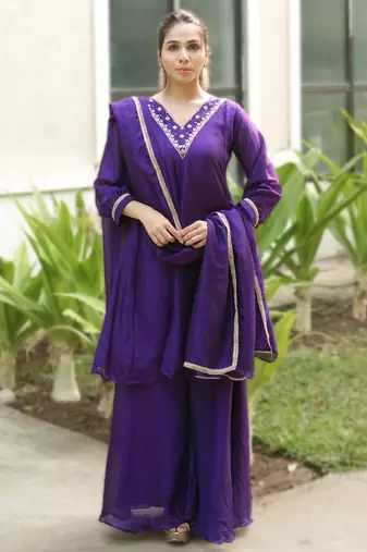 Purple kurta palazzo set
