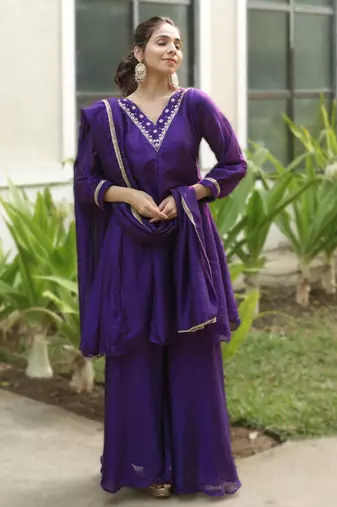 Purple kurta palazzo set