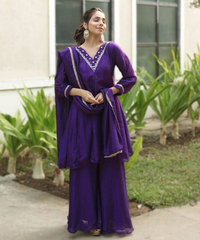 Purple kurta palazzo set
