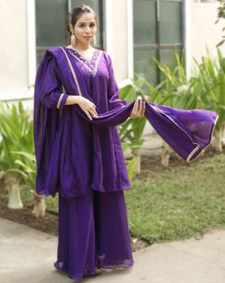 Purple kurta palazzo set 4