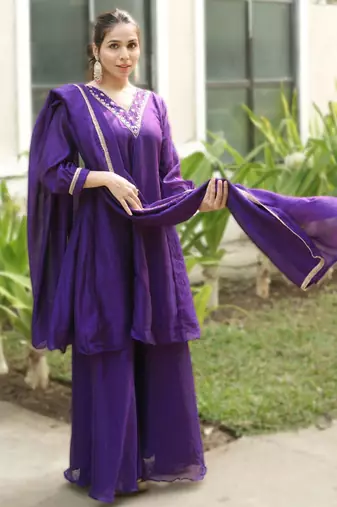 Purple kurta palazzo set