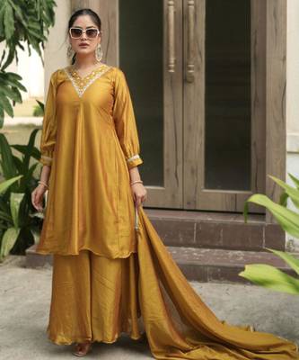 Mustard kurta palazzo set 3