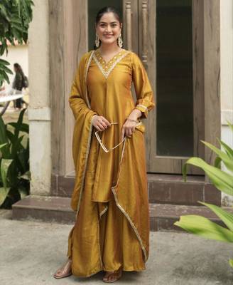Mustard kurta palazzo set 1