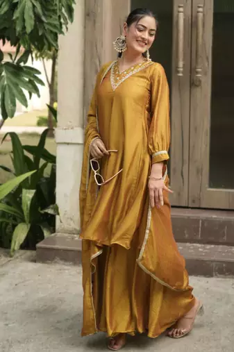 Mustard kurta palazzo set