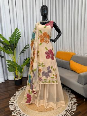 Light -peach embroidered sharara set 2