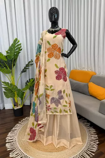 Light -peach embroidered sharara set