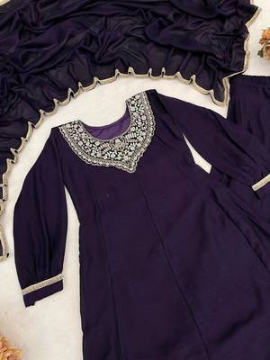 Dark purple embroidered suit 2