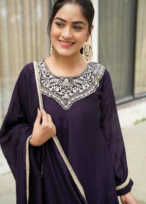 Dark purple embroidered suit 3