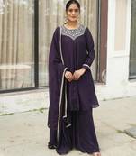 Dark purple embroidered suit