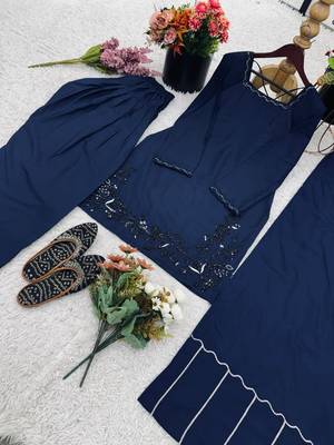 navy blue silk blend embroidered farshi salwar 2