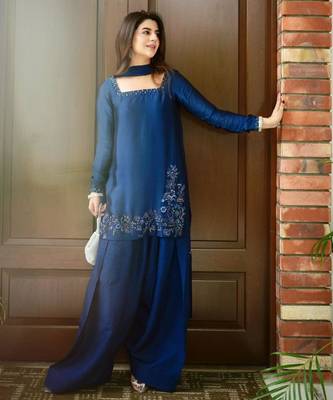 navy blue silk blend embroidered farshi salwar 4