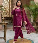 wine satin embroidered farshi salwar 