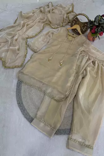 beige satin embroidered farshi salwar