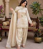 beige satin embroidered farshi salwar