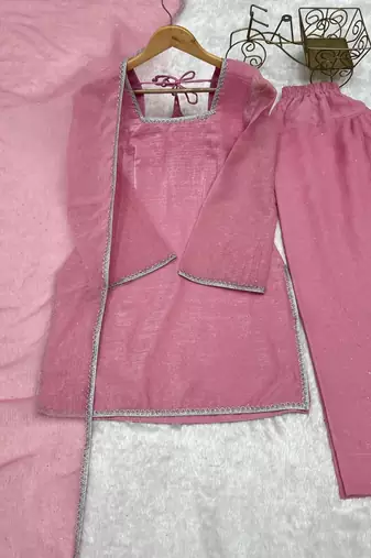 pink silk blend embroidered farshi salwar