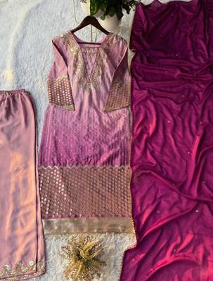 Mauve silk kurta set with dupatta 2