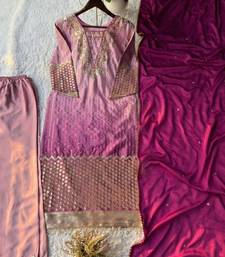 Mauve silk kurta set with dupatta