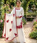 White and red embroidered suit set