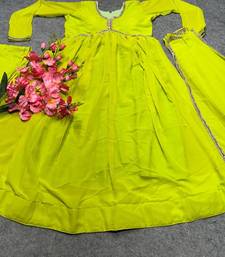 Lime green anarkali suit set