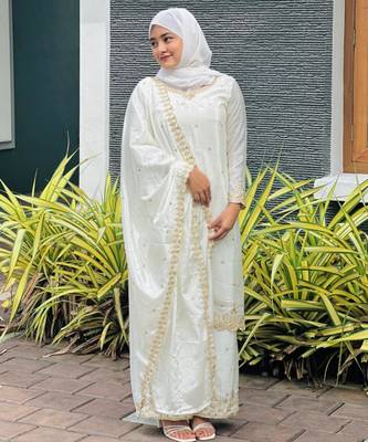 White silk embroidered salwar kameez 2