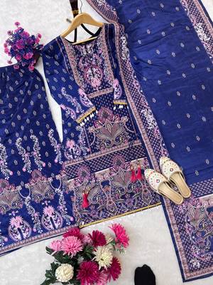 purple silk blend embroidered sharara set 1