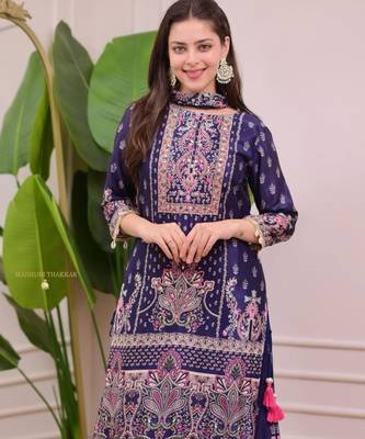 purple silk blend embroidered sharara set 4