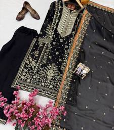 Black silk embroidered salwar suit
