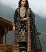 black silk blend embroidered kurta set