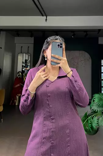 Purple A-LINE KURTI SET