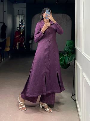 Purple A-LINE KURTI SET 3