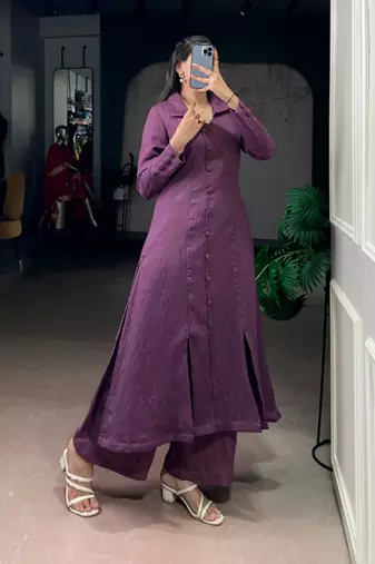 Purple A-LINE KURTI SET