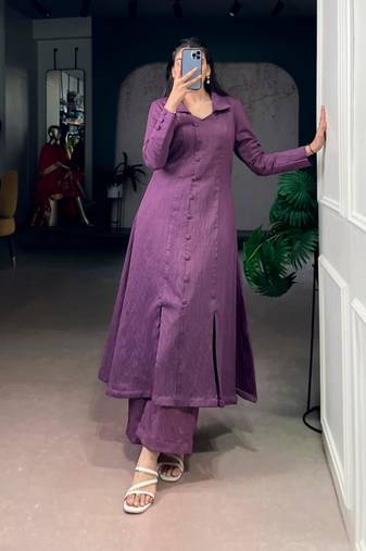 Purple A-LINE KURTI SET