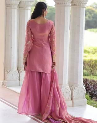 Pink embroidered festive suit 2