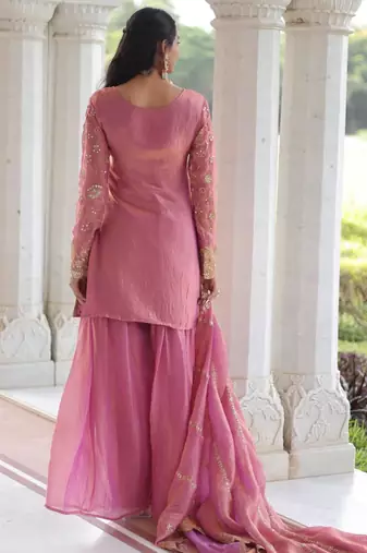 Pink embroidered festive suit