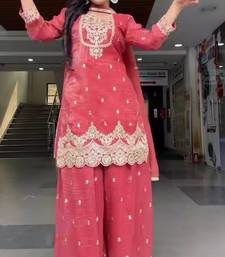 Red zari work kurta set