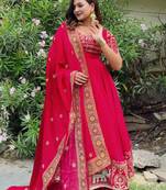 Red gota patti anarkali suit