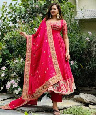 Red gota patti anarkali suit 3
