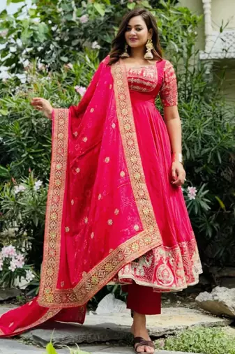 Red gota patti anarkali suit