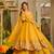 Dark yellow embroidered anarkali set