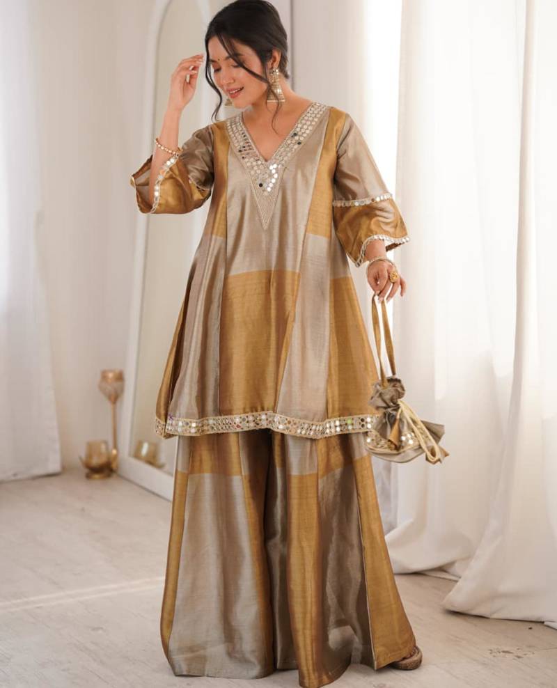 Golden kaftan-style co-ord set
