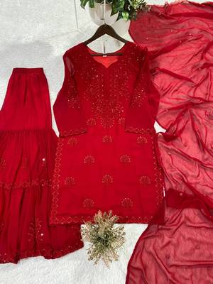 Red georgette suit 2