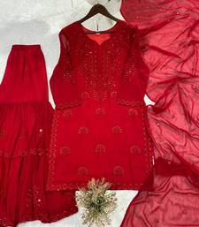 Red georgette suit