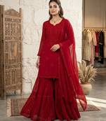 Red georgette suit
