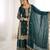 Dark green embroidered silk blend sharara suit