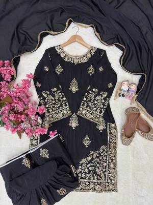 black silk blend embroidered sharara set 2
