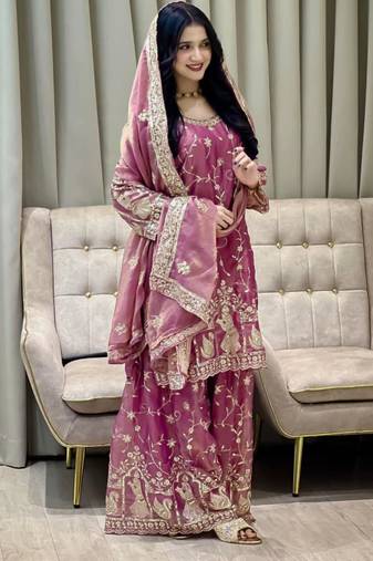 Hot pink sharara set