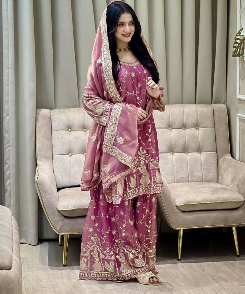 Hot pink sharara set